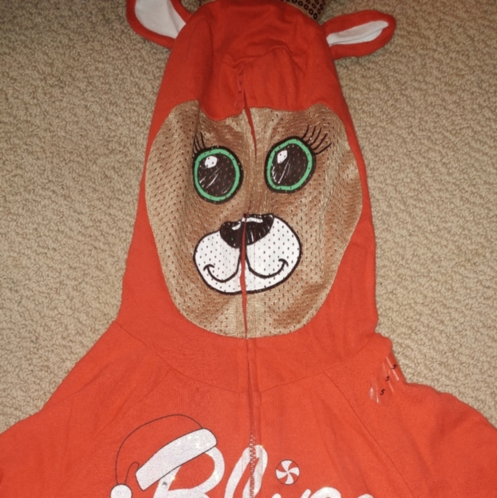 NWT Justice Reindeer Hoodie With Antlers Justice 5